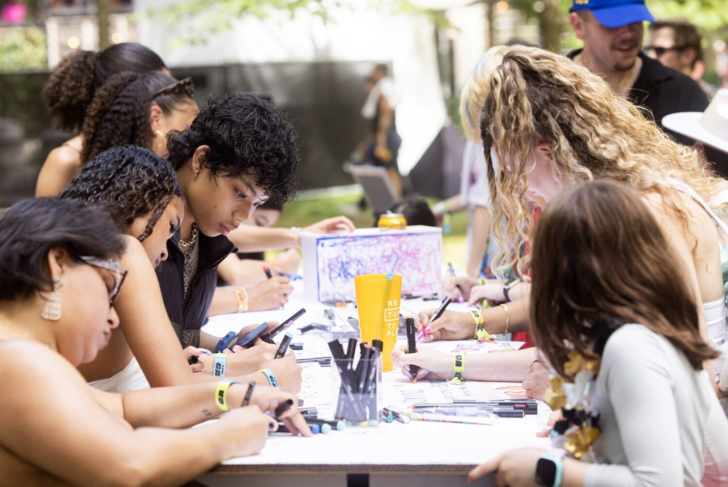 Communal drawing table at Sharpie tour