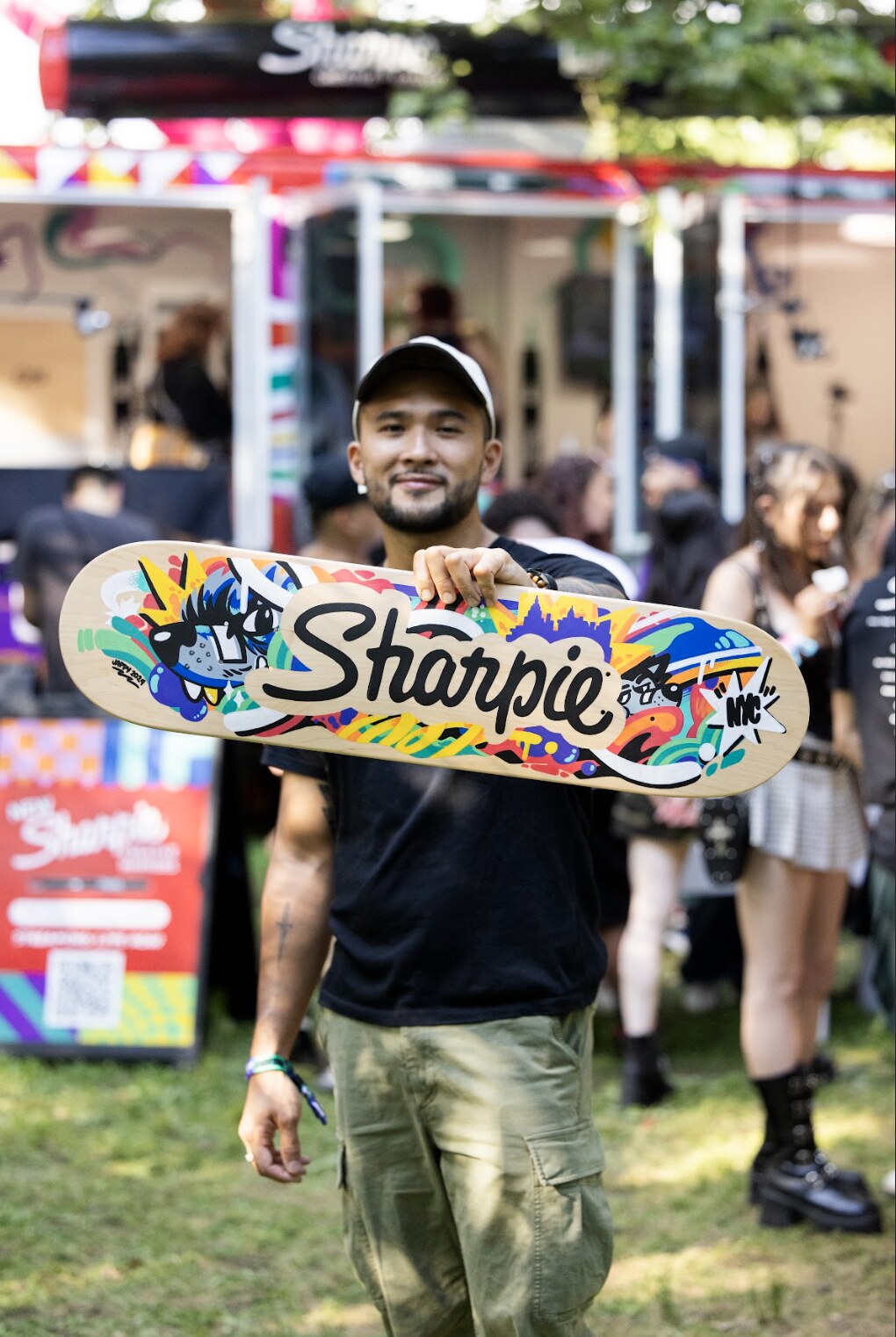 Sharpie tour participant with skateboard